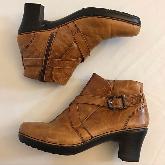 Josef Seibel 10-10.5 (41) Leather Ankle Boots Women’s Camel Color Chunky Heels - Picture 13 of 15